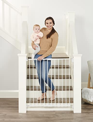Regalo 2-in-1 Extra Tall Easy Swing Stairway and Hallway Walk Through Baby Gate, White