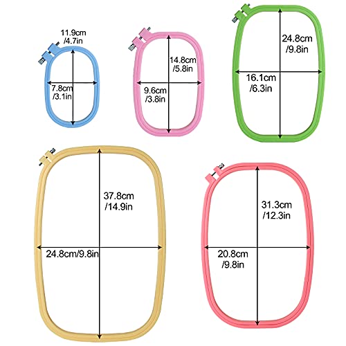 FVIEXE 5PCS Square Embroidery Hoops Set Rectangular, ABS Plastic Cross Stitch Hoop 5 Inch 6 Inch 10 Inch 13 Inch 16 Inch Embroidery Hoop for Art Craft Handy Sewing (Pack of 5 Sizes)