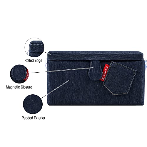 SINGER Large Sewing Basket Denim with Matching Zipper Pouch