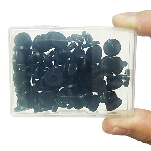Lapel Pin Backings,Butterfly Clutch Pin Backings PVC Rubber Pin Backs Pin Keepers for Replacement Uniform Badge (Black, Pack of 50)