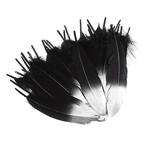 50PCS Gold Dipped Goose Feathers - Colorful Silver Dipped Goose Feather 6-8inches in Length for DIY Crafts Home Party Wedding Festival Decoration(Silver&Black)