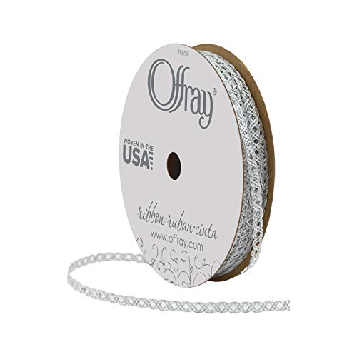 Offray, Silver Quasar Craft Ribbon, 1/8-Inch x 12-Feet, 36 Foot