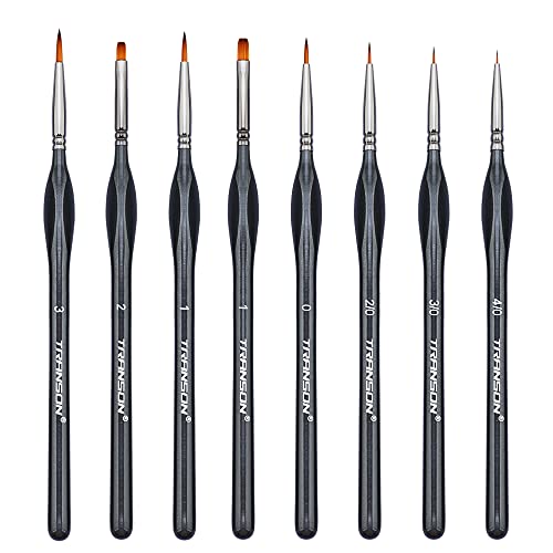 Transon Fine Detail Art Paint Brush Set 8pcs with Triangular Handle for Miniatures Model Craft Face Painting Suitable for Acrylic Gouache Watercolor Oil