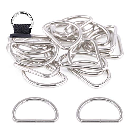 Swpeet 150Pcs Multi-Purpose Metal D Ring Semi-Circular D Ring for Hardware Bags Ring Hand DIY Accessories (1 Inch)