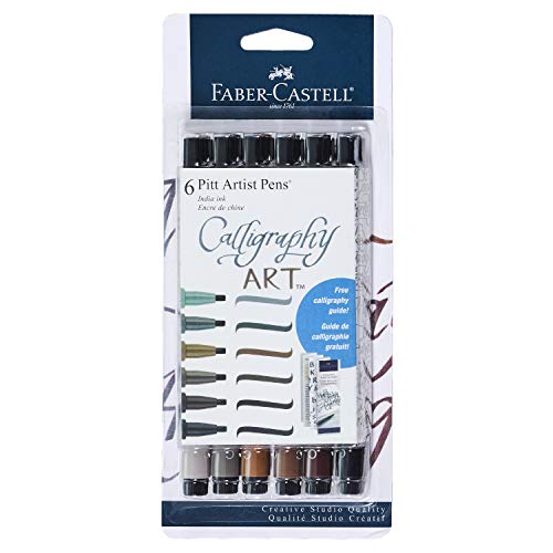 Faber-Castell Calligraphy Pitt Artist Pen Set - 6 Subtle Toned Calligraphy Pens