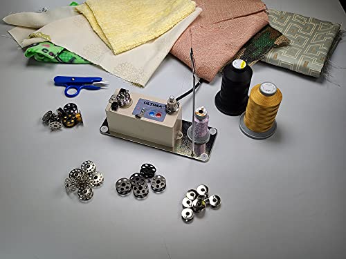 Ultima Bobbin Winder – Automatic Electric Winder for All Sewing Bobbins – Includes 110 Volt Bobbin Winder, Thread Guide, Spool Stand & Steel Mounting Plate for Domestic & Industrial Sewing Machines