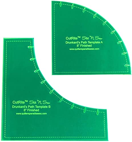 CutRite Slit N' Sew Drunkard's Path 8 Inch Finished Quilting Template