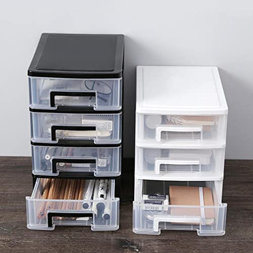 NUOBESTY 3 Layer Drawer Type Closet Plastic Drawers Organizer Clear Cosmetics Storage Organizer Desktop Drawer Containers Unit for Home Office Craft Storage Cabinet, Black