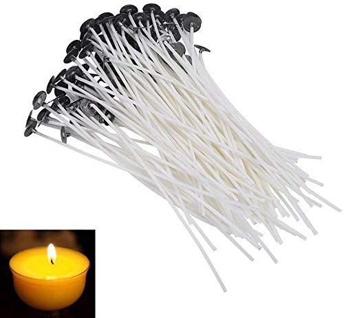100PCS 8 Inch Candle Wick,Low Smoke Pre-Waxed & 100% Natural Cotton Core Candle Wick for Candle Making DIY