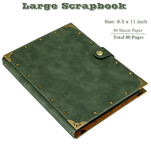 ZEEYUAN DIY Scrapbook Leather Scrap Book Photo Album 80 Pages, 8.5x11 inch Photo Album Vintage Scrapbook Travelling Journal Scrapbook