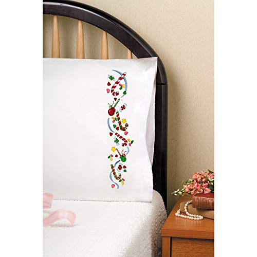 Tobin Stamped Pillowcases, Christmas Candy, 20" x 30" Embroidery Kit
