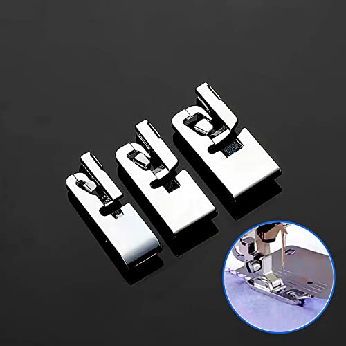TISEKER 3 Pieces Narrow Rolled Hem Presser Foot Set (3 mm, 4 mm, 6 mm) for All Low Shank Snap-On Singer, Brother, Babylock, Euro-Pro, Janome, Kenmore, White, Juki, Elna, New Home Sewing Machines