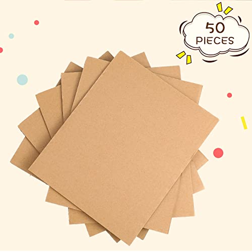 50 Pack Brown Corrugated Cardboard Sheets Flat Cardboard Sheets Cardboard Inserts Flat Cardboard Squares Separators for Art Projects DIY Crafts Supplies (8 x 10 Inch)