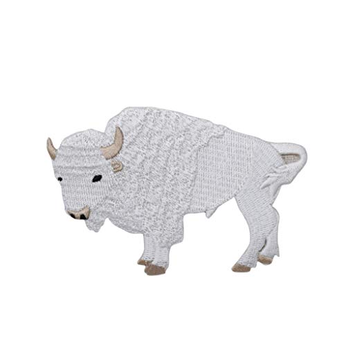 White Buffalo American Bison Embroidered Iron on Patch