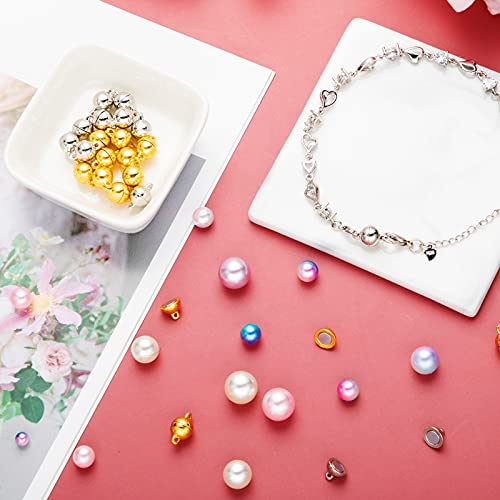 24 Pieces Round Magnetic Jewelry Clasp, Jewelry Magnetic Bead Clasp Converter Buckle Ball for Bracelet Necklace Jewelry DIY Making (Gold, Silver,10 mm)