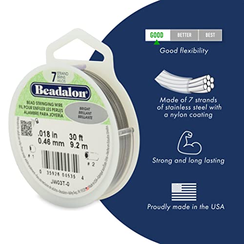 Beadalon 7-Strand 0.015" (0.38 mm) 100 ft (30.5 m) Gold Color Bead Stringing Wire.015