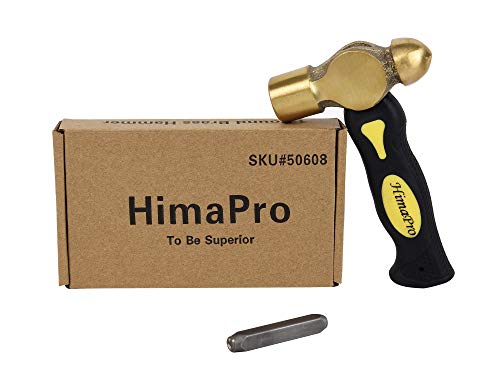 HimaPro One Pound Brass Metal Stamping Ball Pein Hammer with a complimentary heart stamp