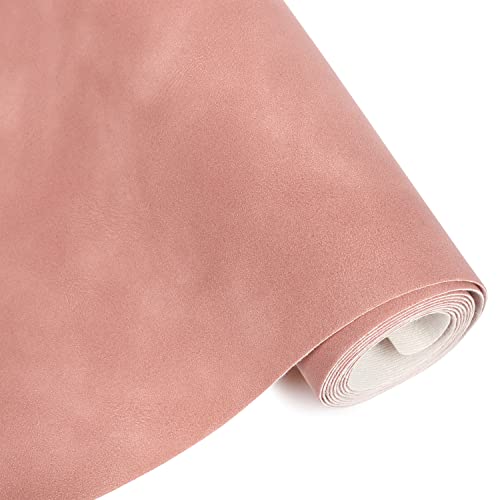 Funcolor Frosted Faux Leather Roll: 12x52 Inch Cherry Pink Soft Faux Suede Fabric Synthetic Material PU Solid Leatherette Sheet for Cricut Sewing Crafts Making Earring Bows DIY Handmade…