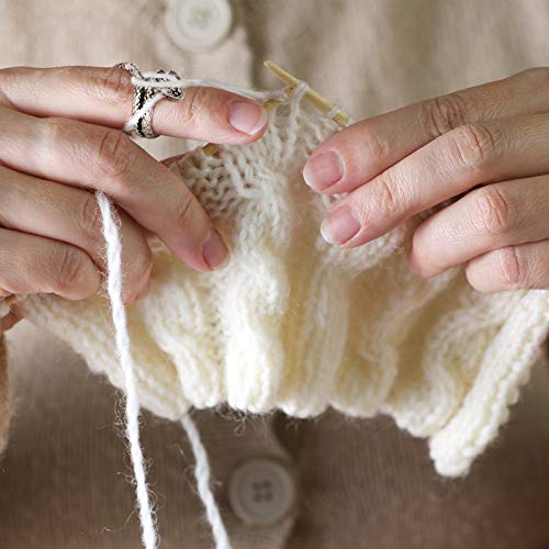 8 Pieces Crochet Ring Crochet Loop Ring Crochet Ring for Finger Yarn Ring Adjustable Knitting Loop Crochet for Faster Knitting Finger Yarn Guide (Vintage Silver)