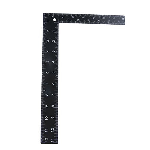 Mtsooning Steel Square, 8inch x 12inch Black L Ruler for Carpenter Framing DIY Leather Handmade Sewing Measuring Layout Tools