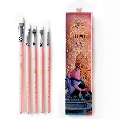 HIMI 5 Piece Water Color Brush Set for Watercolor Acrylic Oil Painting & Gouache Art(Pink)