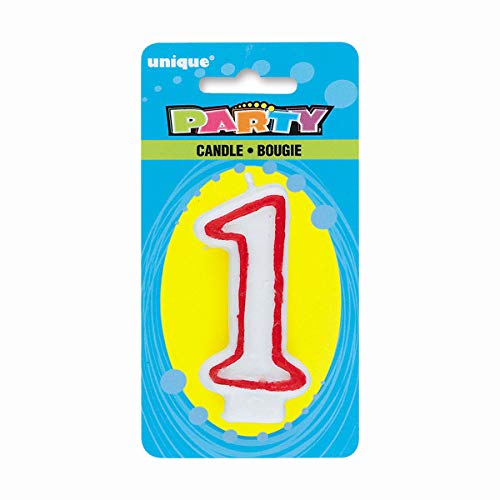 Number "1" White & Red Deluxe Birthday Candle - 2.75" (1 Pc.) - Perfect Finishing Touch for Memorable Celebration