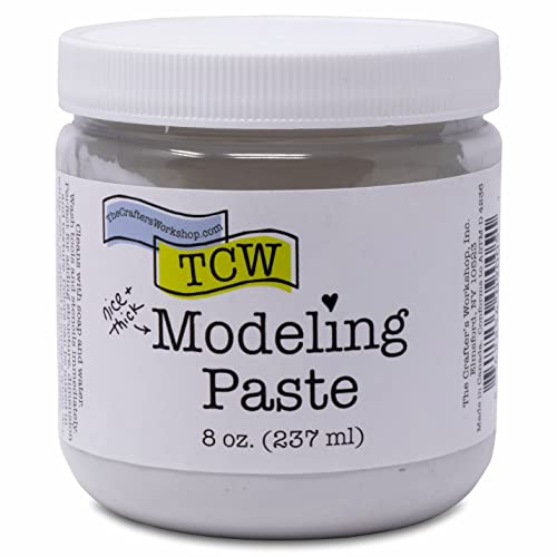 The Crafters Workshop Modeling Paste Medium, Surface Prep and Dimension Additive, Texture for Canvas, Paper, Wood or Paints, Provides Depth for Acrylic or Oils, Modeling Paste, 8-oz, White