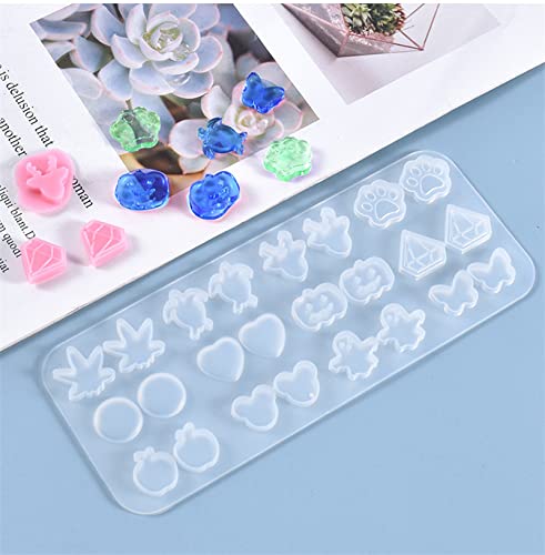 Silicone Mold for Resin Ear Stud Casting Multi Shape Earrings Casting Mould- Epoxy Resin Jewels Shapes to Mold