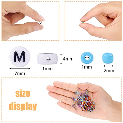 Quefe 45000pcs Glass Seed Beads for Bracelet Making Kit, 56 Colors 2mm Small Beads for Jewelry Making, 260pcs Letter Beads for Crafts Gifts
