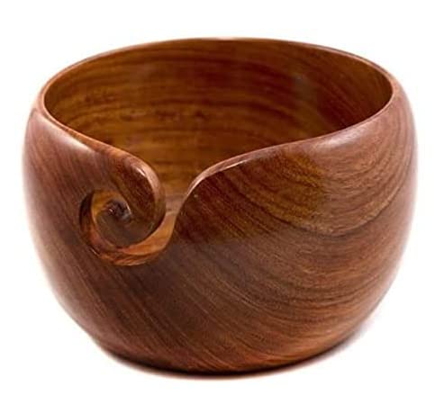 KAM Home Premium Rosewood Crafted Yarn Storage Bowls with Decorative Carved Handmade Grills - Knitting & Crochet for spacial (1)