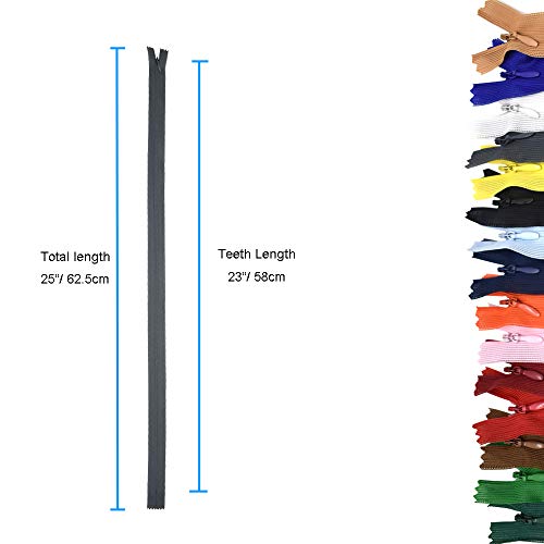 30Pcs 23.3 Inch Invisible Zippers Lace Tape for Pillows Clothing and Tailor Sewer Sewing Craft Crafter's Special Mix Color
