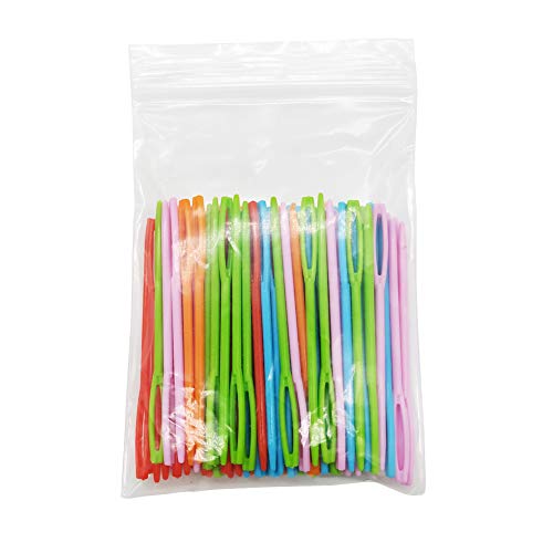 100 Pieces Colorful Plastic Sewing Needles, 7CM Length, Large Eye 2mm x 15 mm, Blunt Needles, Learning Needles, Plastic Yarn Needles, Safety Lacing Needles, Safety Needles for Kids, Darning Needles