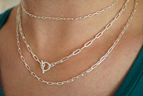 ALEXCRAFT 12 Feet Silver Plated Brass Paperclip Chain Link Bulk for Jewelry Making (4x10mm)