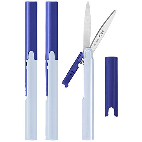 PLUS Pen Style Compact Twiggy Scissors with Cover 3-Pack Blue