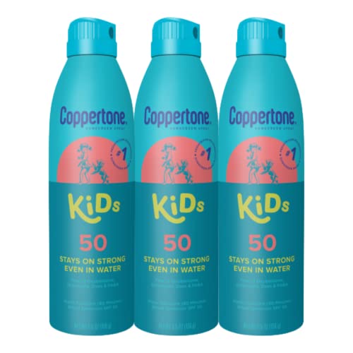 Coppertone Kids Sunscreen Spray, SPF 50 Spray Sunscreen for Kids, 5.5 Oz, Pack of 3