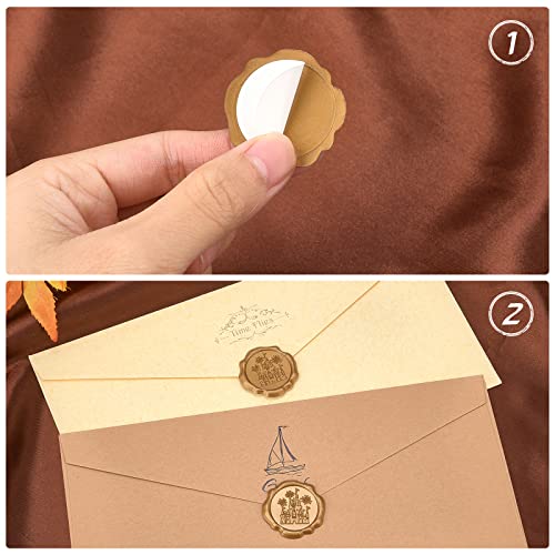 CRASPIRE 60pcs Adhesive Wax Seal Stickers Castle Fireworks Wax Seal Stamp Stickers Self Adhesive Gold Vintage Wax Seal Envelope Stickers for Wedding Invitation Cards Party Favors Craft Gift