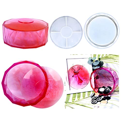 Zayookey Silicone Bowls Mold Epoxy Resin Storage Container Mold Large Round Box Resin Moulds with Lid Jewellery Box Trinket Plate Casting Mold for DIY Flower Pot, Jar