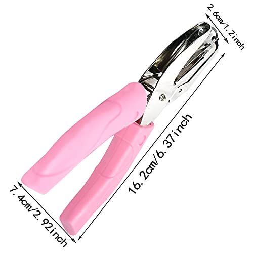 Handheld Hole Paper Punch Puncher for Craft Paper Tags Clothing Ticket DIY Scrapbook Tool, with Pink Soft Handheld Grip (Small Circle 1/16 inch)