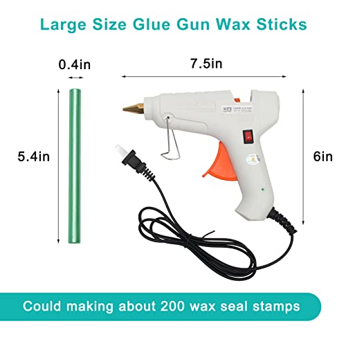 Sealing Wax Sticks 12P with Glue Gun, Luxiv 5.4" Sealing Wax Sticks 10MM Fire Manuscript Glue Gun Wax Seal Stamp for Wedding Invitations, Envelopes Sealing, Package Decoration Seal Wax Sticks (Green)
