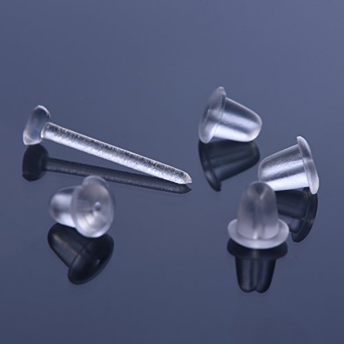 EBOOT Plastic Earring Posts and Backs Clear Earring Pins Ear Safety Backs Earnuts Earring Findings, Total 400 Pairs