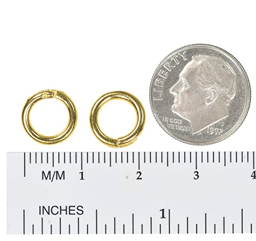 14KGP Sterling Silver 1-Micron Gold Plated Locking Round Crimp Jump Rings ID:6.5mm OD:10mm (Qty=2) #gp246-10mm