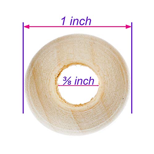 20 Pack of 1 Inch Natural Wooden Round Ball Spacer Beads - Charms for DIY Crafts