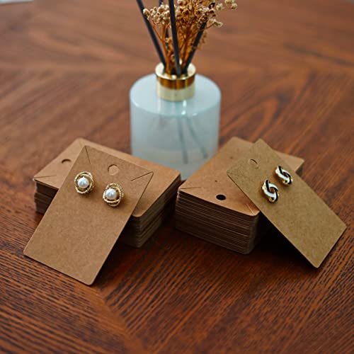 Fuceury Earring Cards for Selling,100 Packs Earring Display Cards with 100 Pcs Earring Holder Cards & 100 Bags for Earrings Necklace Jewelry Display, Kraft Color 3.5x2.4 Inches