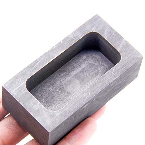 Graphite Ingot Mold, High Purity Refining Graphite, Melting Casting Mould for Gold Silver Aluminum Copper Brass Zinc Plumbum and Alloy Metals (3.35x1.77x1.18inch/665gGold)