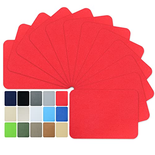 12 Pieces Iron-on Patches Premium Quality Fabric Inside & Outside. Strongest Glue Hundred Percent Cotton Big red Repair Decorating Kit Size 3" by 4-1/4" (7.5 cm x 10.5 cm) (2.95"by4.13", Big red)