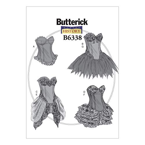 BUTTERICK PATTERNS B6338 Curved-Hem Corsets & Skirts, A5 (6-8-10-12-14)