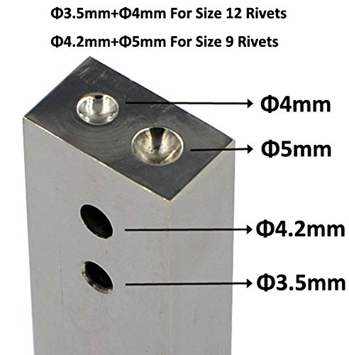 DGOL #9 and #12 Burrs Setter Stainless Steel 2 in 1 Size 9 and Size 12 Copper Rivet Fastener Install Setting Tool
