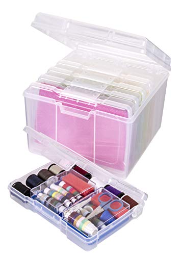 ArtBin 6947ZZ Photo & Craft Organizer Set, Large Box with [5] Plastic Storage Cases Inside, Clear