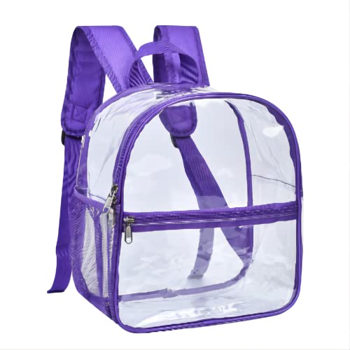 Clear Mini Backpack Stadium Approved, Waterproof Transparent Small Backpack for Work & Sport Event… (Purple)