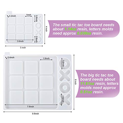 LET'S RESIN Large Tic Tac Toe Resin Mold 2Pcs, Tic Tac Toe Molds for Resin Casting, Large Epoxy Resin Silicone Molds for DIY Tabletop Board Game,Travel Game